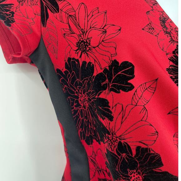 Almost Famous Velvet Floral Wrap Dress Sz L Whimsigoth Holiday Glam Tulip Hem - Picture 6 of 11